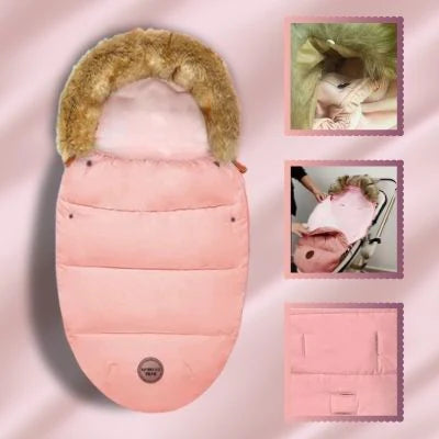 Chancelière pour poussette bébé rose, vue en détails