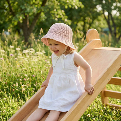 Chapeau bebe fille en paille rose, élégant et protecteur