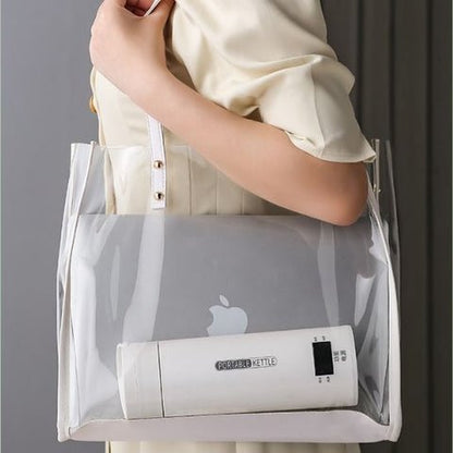 Chauffe biberon transportable dans un sac transparent avec un ordinateur portable