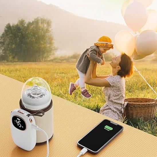 Chauffe-biberon rechargeable portable idéal pour les sorties au parc avec maman et bébé pratique et facile à transporter