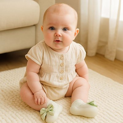 Chaussure bebe fille vert pistache avec semelle souple