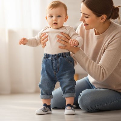 Chaussure bebe garçon bleu foncé pratique pour les premiers pas