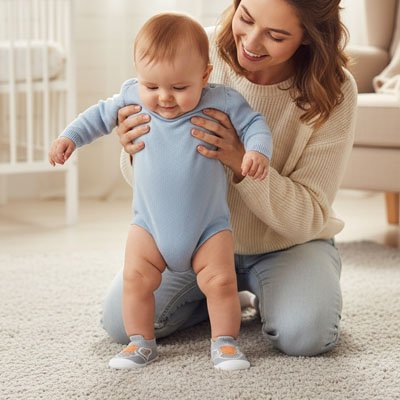 Chaussure bebe garçon gris élégant et pratique pour les premiers pas