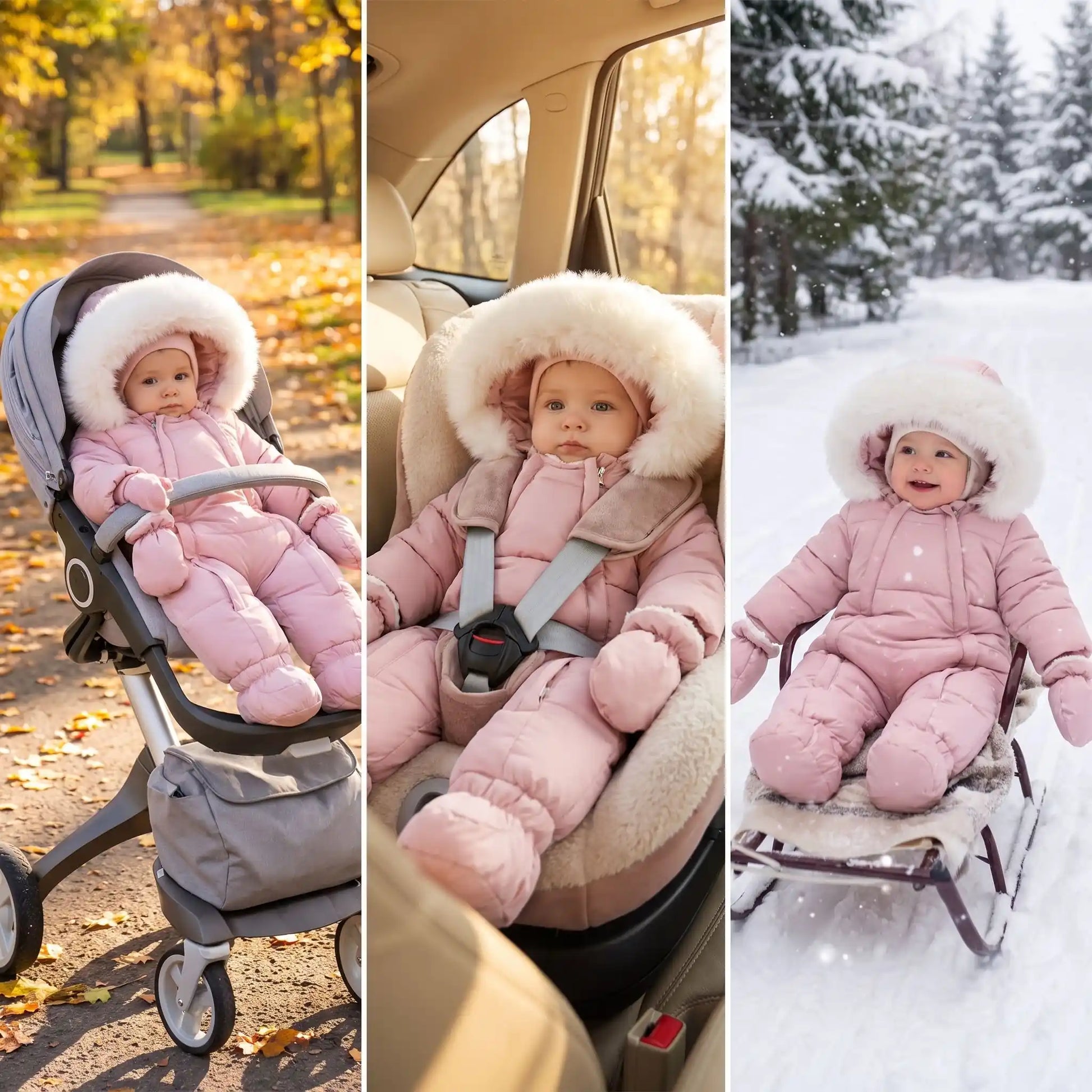 Combi pilote bébé fille idéale pour la poussette, le cosy et les promenades d'hiver