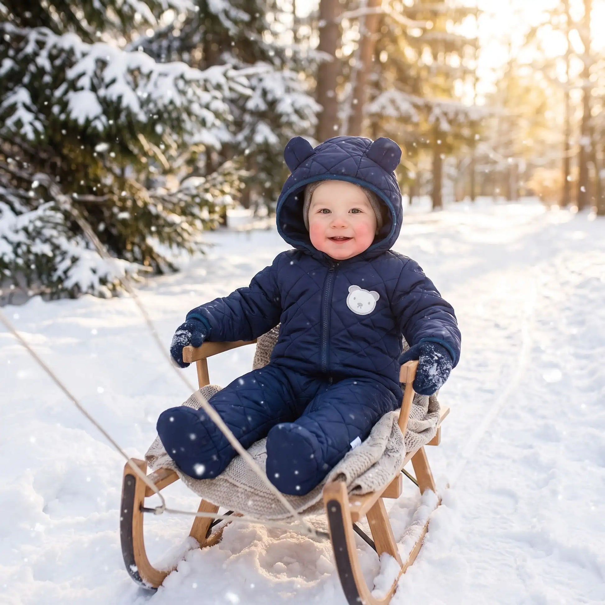 Combi pilote bébé garçon bleu marine imperméable et doublée polaire idéal pour ski