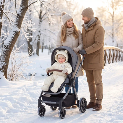 Combi pilote bebe hiver ultra-chaud, idéal pour les sorties en poussette en famille