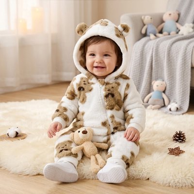 Combinaison bébé chaud et tendre - matière polaire douce