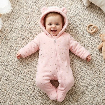 Combinaison bébé fille rose motif étoiles