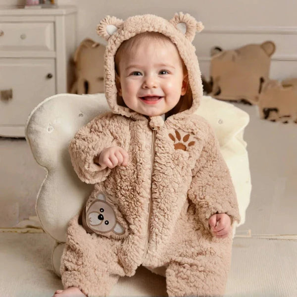 Combinaison bébé hiver avec capuche oreilles d'ours – douce