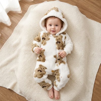 Combinaison bébé style moderne et pratique pour sortie hivernale 