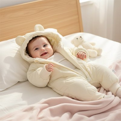 Combinaison bebe  avec fermeture éclair pratique pour un habillage facile et rapide