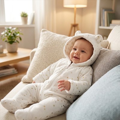 Combinaison pour bebe avec capuche confortable pour les journées froides