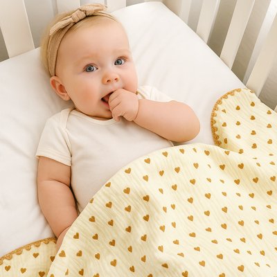 Couverture bébé motif cœur pratique