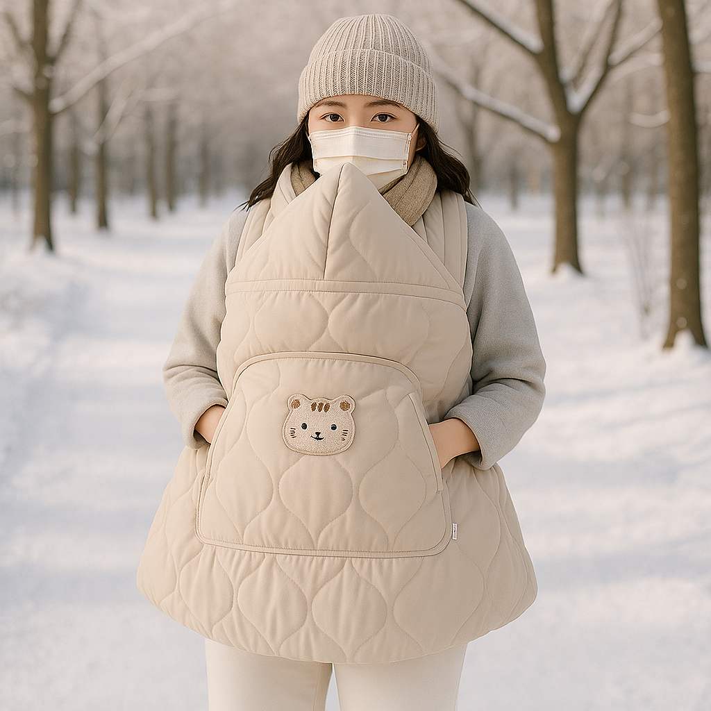 Couverture de portage bébé beige avec motif ourson, douce et confortable 