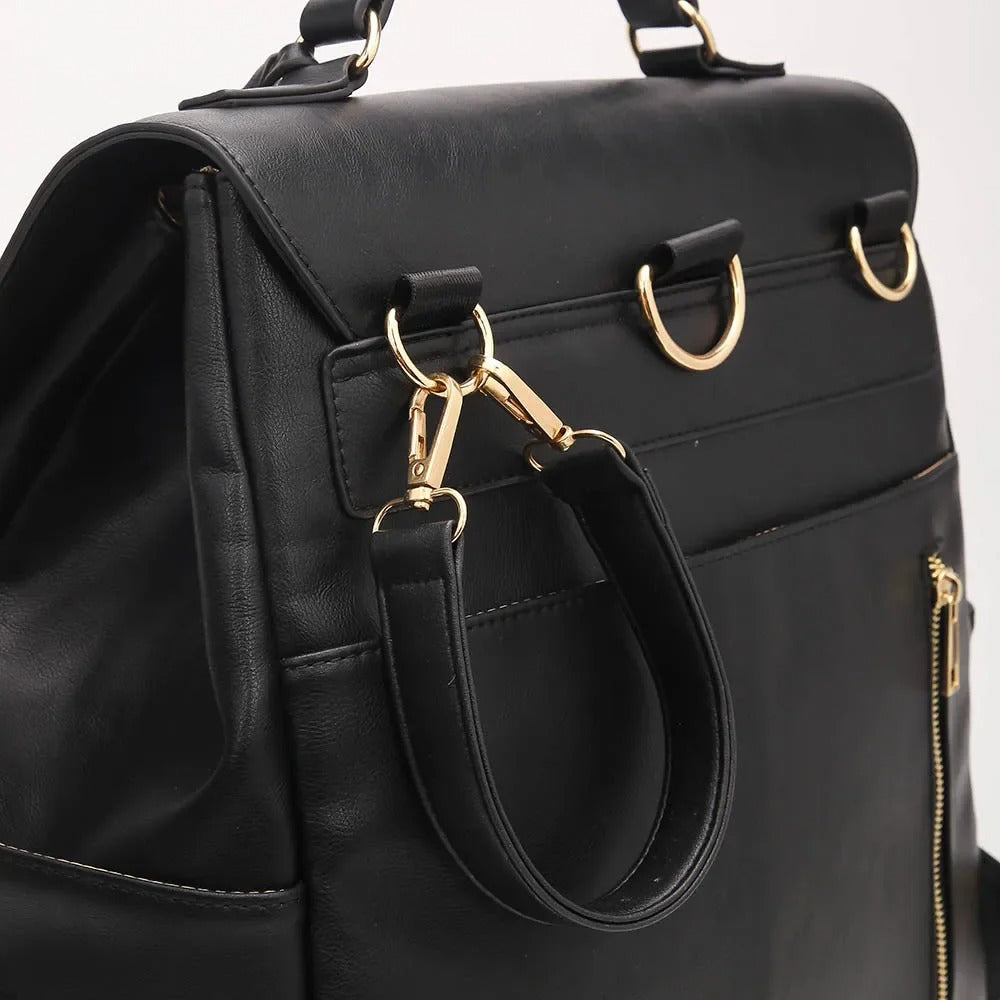 Sac a langer luxe en cuir porte sur le dos bretelles rembourrées confortable pour sorties bébé