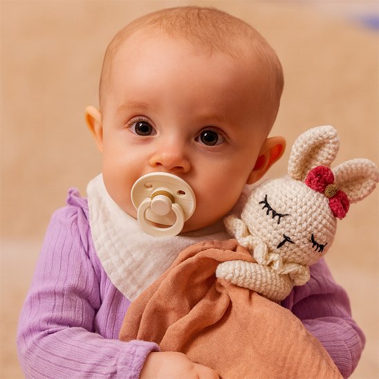 Doudou bebe 2-en-1 avec peluche et lange pratique pour réconfort et exploration sensorielle
