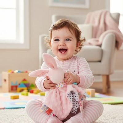 Doudou bebe lapin confortable et rassurant