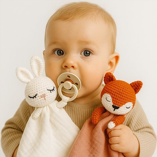 Doudou bebe lapin et renard avec lange pratique, compagnon doux et réconfortant pour bébé