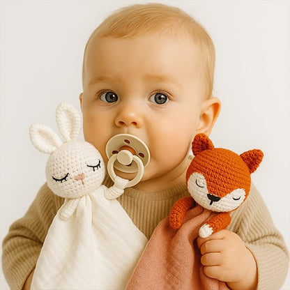 Doudou bebe lapin et renard avec lange pratique, compagnon doux et réconfortant pour bébé