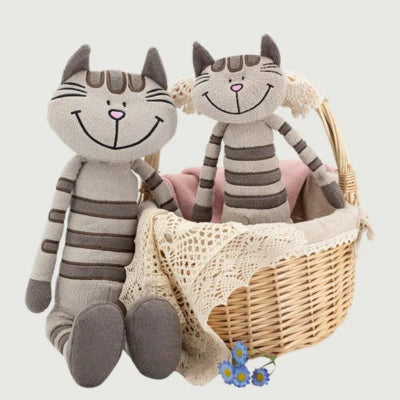 Doudou chat bébé élégant, peluche douce et raffinée pour bébé