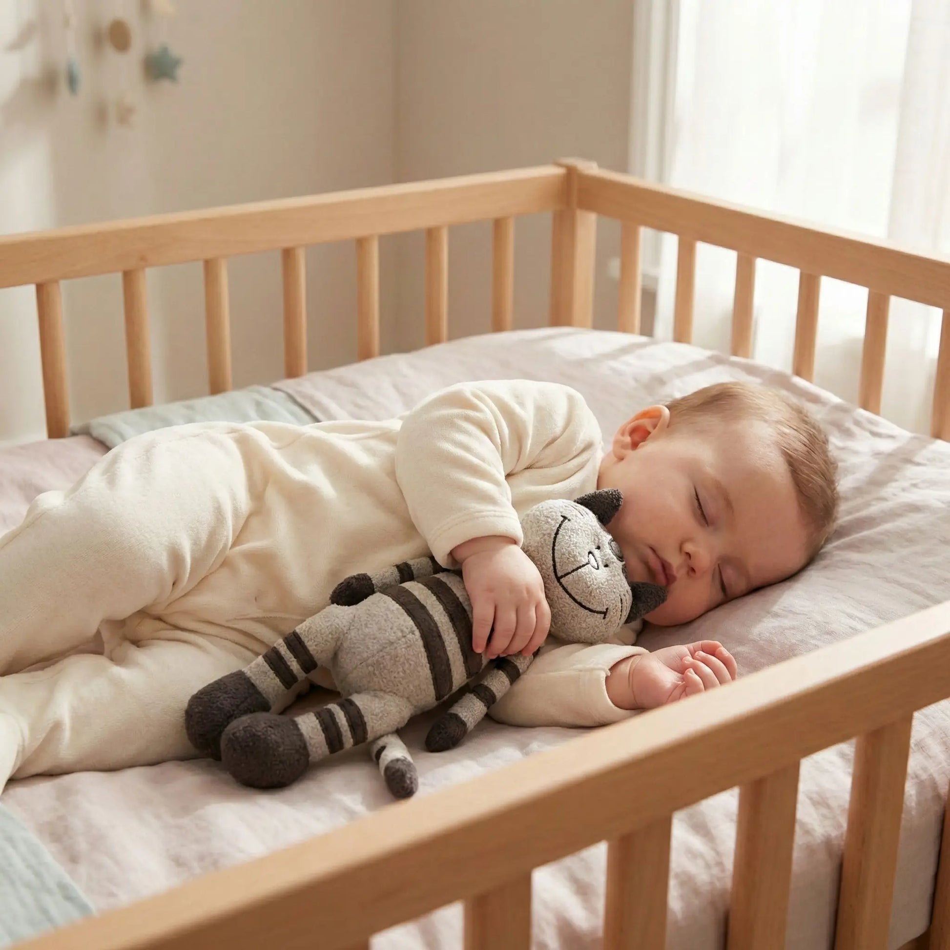 Doudou chat marron, ami fidele pour bébé, peluche douce pour accompagner le sommeil