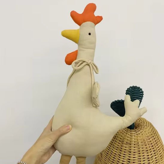 Doudou coq beige ultra doux pour beébé, compagnon rassurant idéal pour les calins et le sommeil