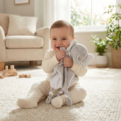 Doudou elephant gris adorable pour bébé, compagnon câlin et ami fidèle