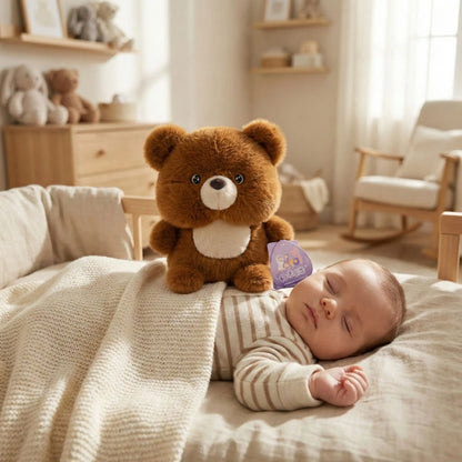 Doudou ours marron pour bébé, peluche douce qui aide bébé à s’endormir facilement