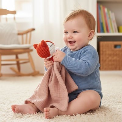 Doudou renard doux et reconfortant compagnon ideal pour les calins de bébé