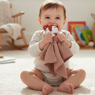 Doudou renard avec lange rose pratique et doux pour accompagner bébé au quotidien 