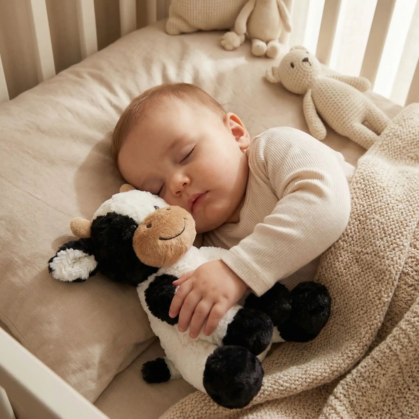 Doudou vache compagnon de sommeil pour bébé nuits paisibles
