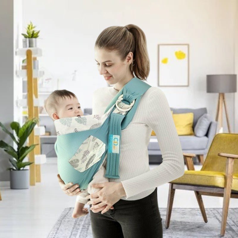 Echarpe de portage pour nourrisson dès la naissance couleur verte à motif fleur