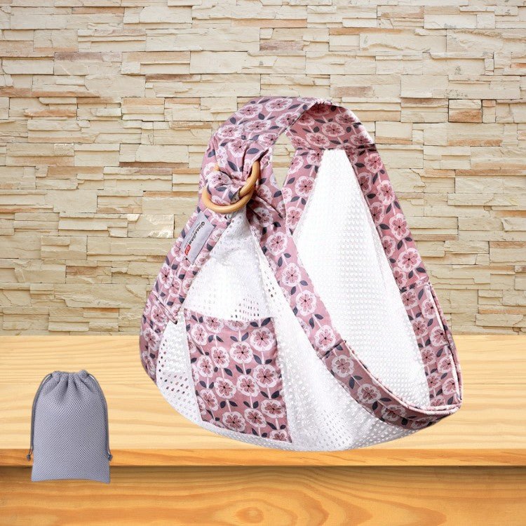 Echarpe de portage respirant pour bébé couleur rose à motif fleur