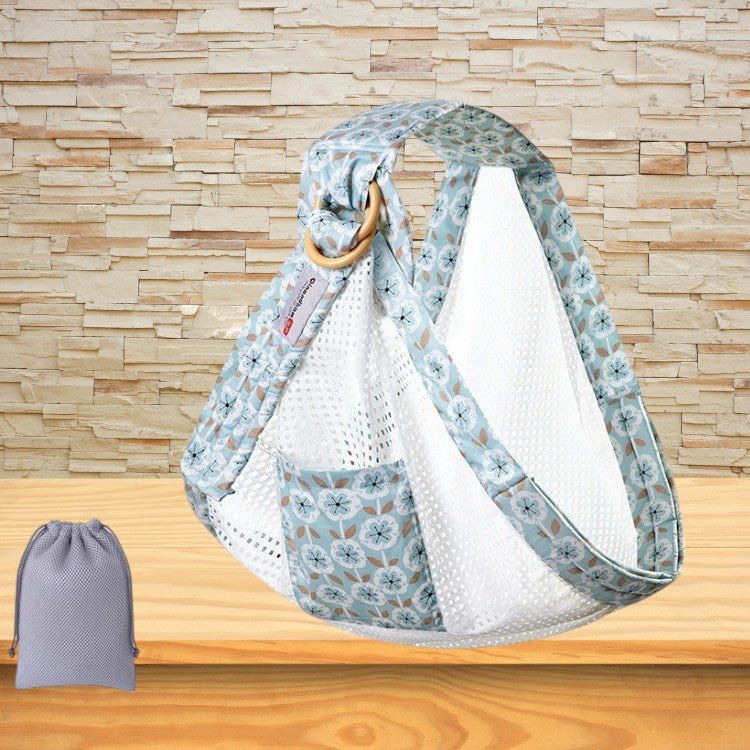 Echarpe de portage respirant pour bébé couleur verte à motif fleur