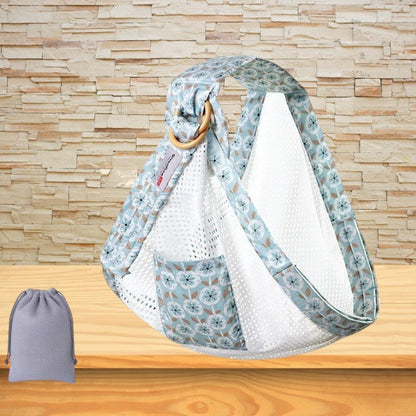 Echarpe de portage respirant pour bébé couleur verte à motif fleur