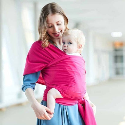 Écharpe de portage rose pour bébé, facile à enfiler, confort et proximité avec maman