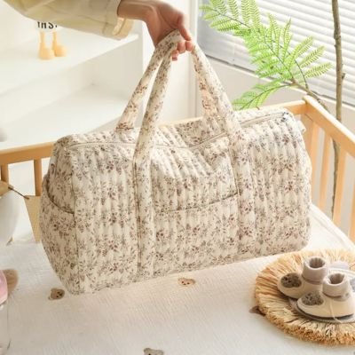Grand sac à langer luxe floral idéal pour transporter couches, biberons et accessoires de bébé