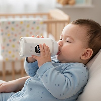 Chauffe biberon rechargeable Lait Chaud design moderne avec écran digital pour bébé
