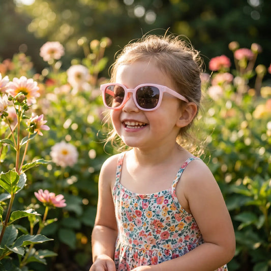 Lunette de soleil enfant fille rose élégante avec monture légère et confortable