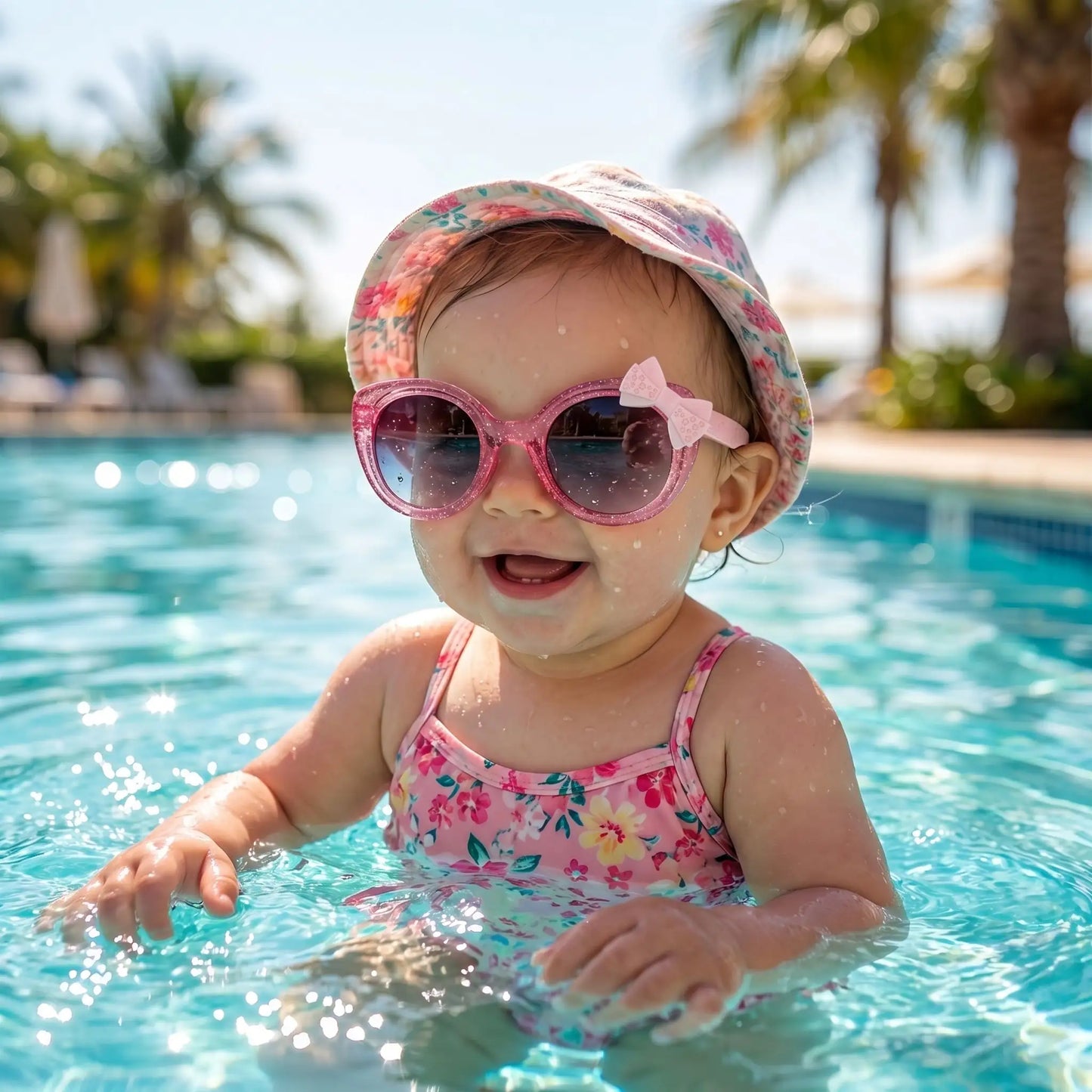 Lunettes de soleil bébé roses avec design œil-de-chat tendance pour petite fille