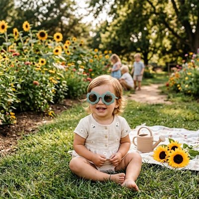 Lunettes de soleil bébé vert confortables et légères