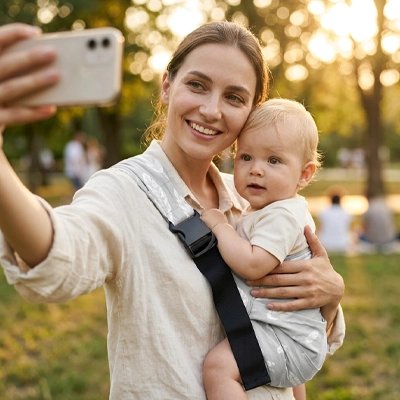 Maman et bébé partageant un moment de tendresse avec un porte bébé ergonomique