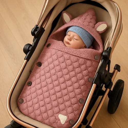 Nid d'ange cosy bébé rose avec capuche et design lapin pour un cocon doux et rassurant