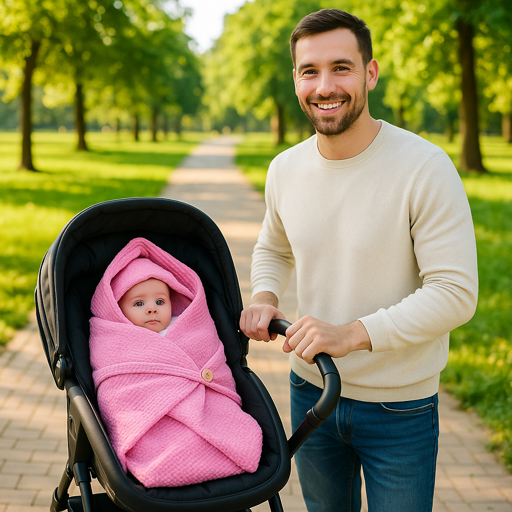 Nid d'ange rose élégant et pratique pour poussette, cocon doux et confortable pour bébé