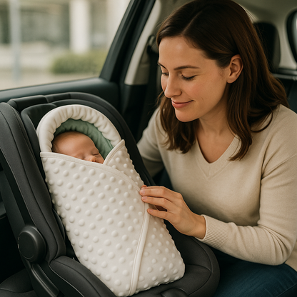 Nid d'ange siege auto blanc au design élégant et pratique, idéal pour garder bébé au chaud et en sécurité