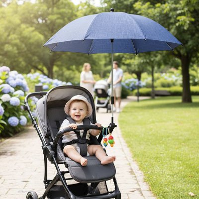 Ombrelle pour poussette​ bleu légère et pliable