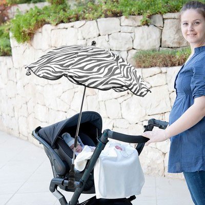 Ombrelle pour poussette motif zèbre avec fixation rapide et stable