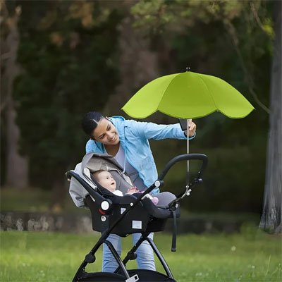 Ombrelle pour poussette vert pistache avec protection UV pour bébé