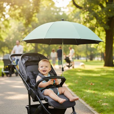 Ombrelle pour poussette​ vert protection bébé du soleil
