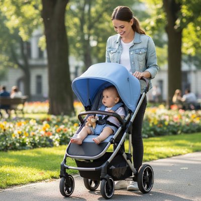 Par soleil pour poussette bleu protection UV bébé